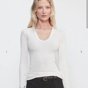 Enza Costa Silk Blend Cream Long Sleeve Top